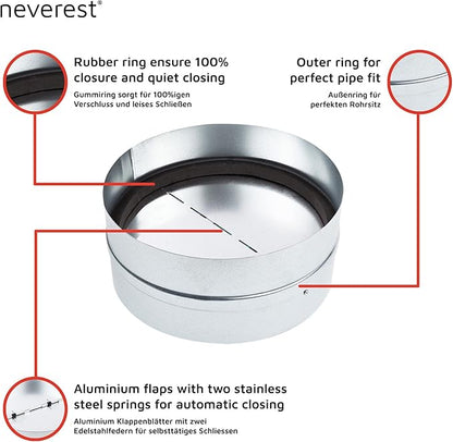 neverest® RK 6" Professional Backdraft Shutter Damper Connector Duct Fits Only - Image 3