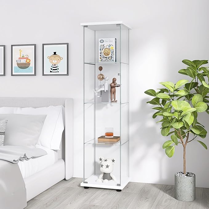 Yoluckea 4 Shelves Glass Display Cabinet - Image 4