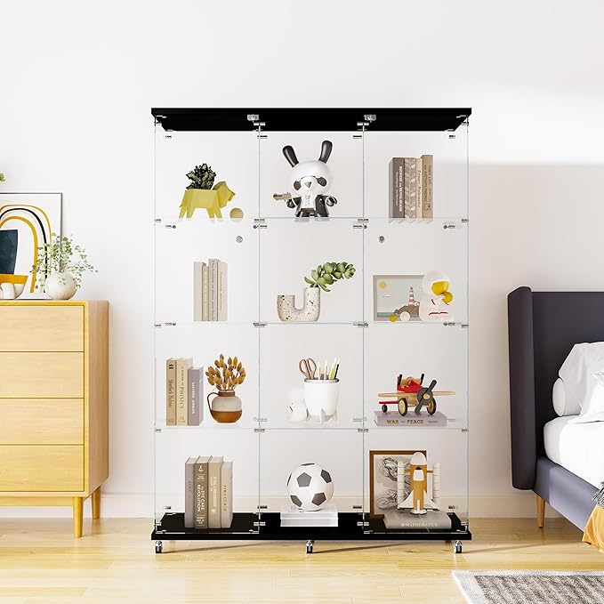 Yoluckea 4 Shelves Glass Display Cabinet Extra Large, Curio Collection Glass by Yoluckea