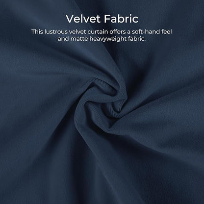 TWOPAGES Luxury Velvet Curtain Pinch Pleated Navy Blue Curtain 102 inch Long - Image 3