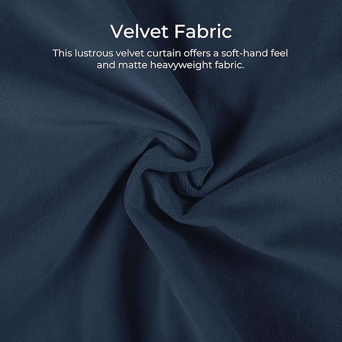 TWOPAGES Luxury Velvet Curtain Pinch Pleated Navy Blue Curtain 102 inch Long - Image 3