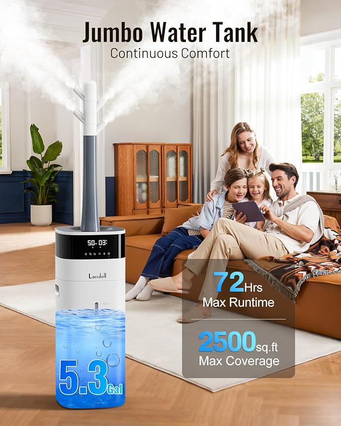 Cool and Warm Mist Humidifier Large Room, 5.3Gal/20L Humidifiers - Image 4
