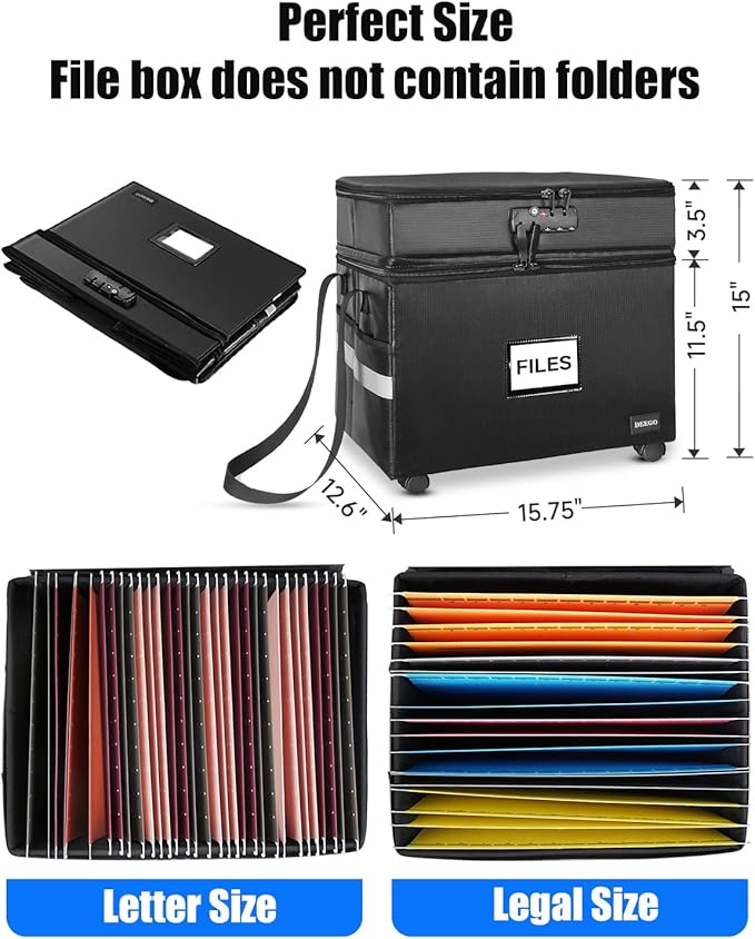 DEEGO Rolling File Box, Fireproof Document Box - Image 5
