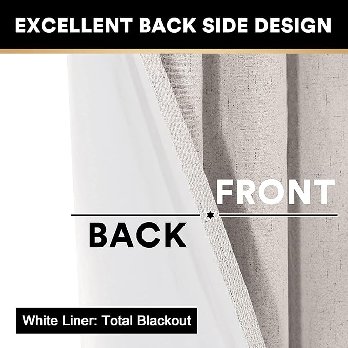 PrinceDeco Blackout Curtains 84 Inches Long Faux Linen Look Curtains - Image 5