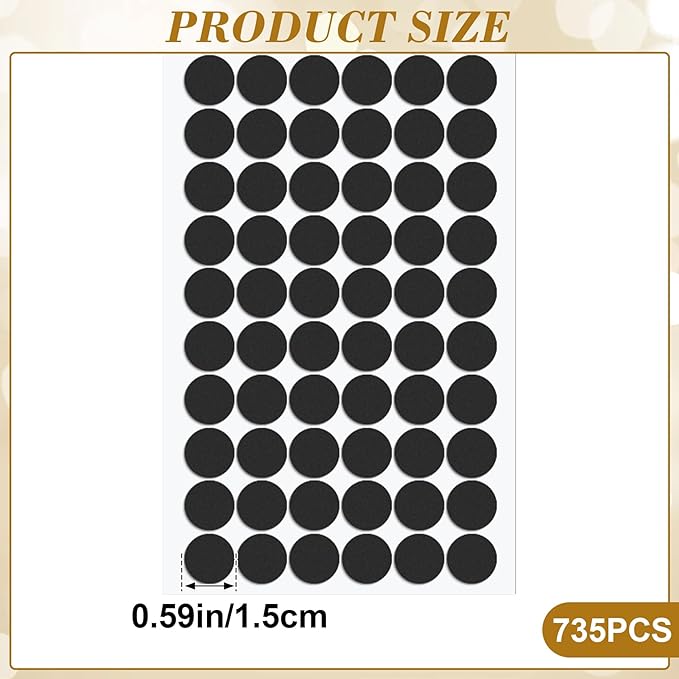 735 Pcs Small Felt Furniture Pads, Self-Adhesive EVA Foam Dot Circles, Round - Image 2