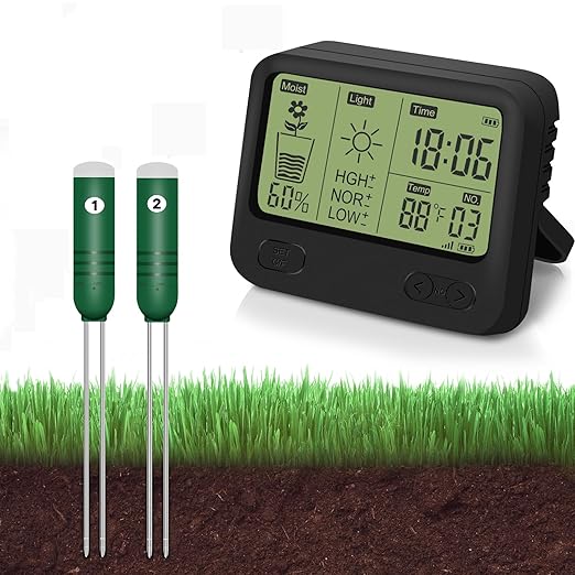 4-in-1 Wireless Soil Moisture Meter/Thermometer/Sunlight/Time, PH Paper by Kithouse