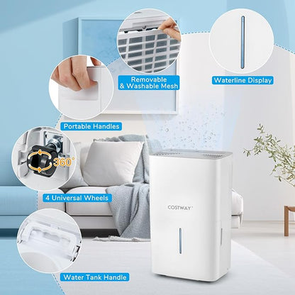 COSTWAY 65 Pints Energy Star Dehumidifier, 5000 Sq.Ft Portable Large Home - Image 7