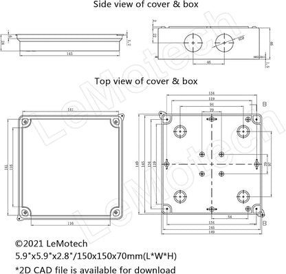 LeMotech ABS Plastic Dustproof Waterproof IP65 Junction Box Universal - Image 6