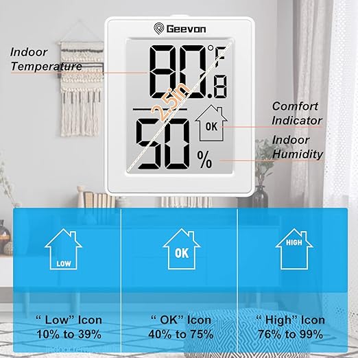 Geevon 2 Pack Hygrometer Indoor Thermometer Room Humidity Gauge - Image 2