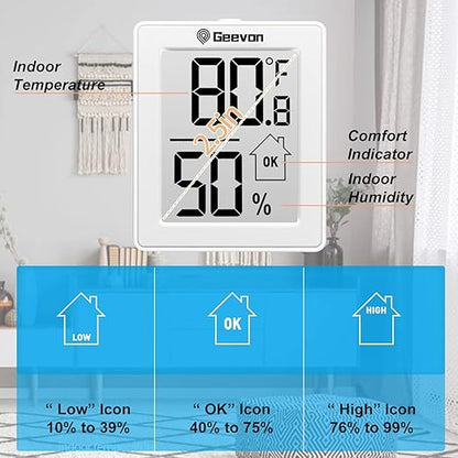 Geevon 2 Pack Hygrometer Indoor Thermometer Room Humidity Gauge - Image 2