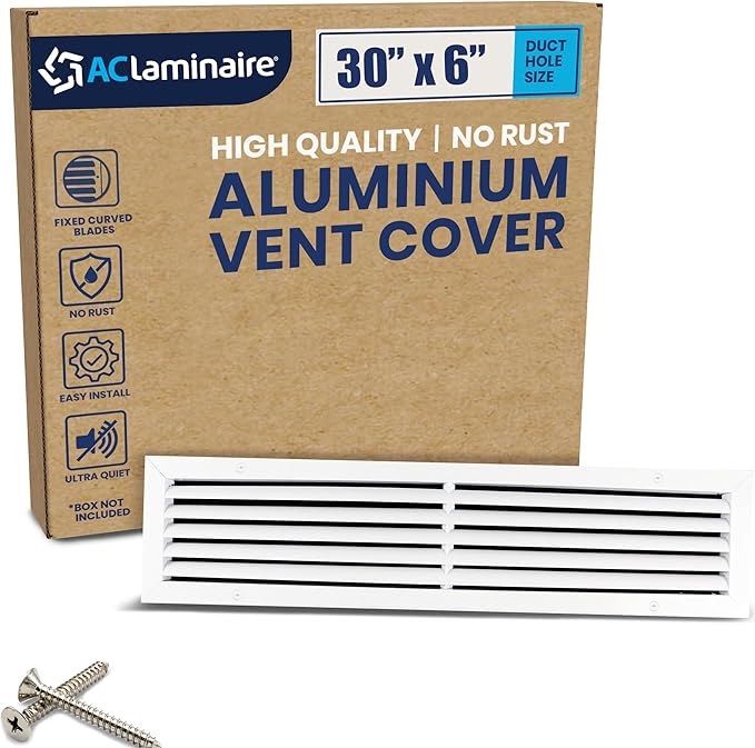 30x6 Inch Air Return Vent Cover Decorative – Premium Aluminum AC Vent Cover by LAMINAIRE
