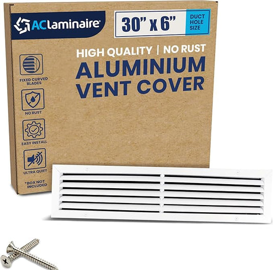 30x6 Inch Air Return Vent Cover Decorative – Premium Aluminum AC Vent Cover by LAMINAIRE