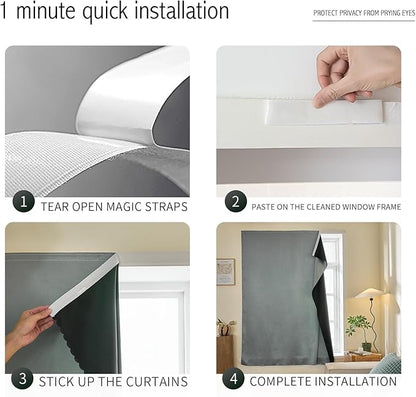 Adhesive Curtain 100% Blackout No-Drill Easy Install - Image 2