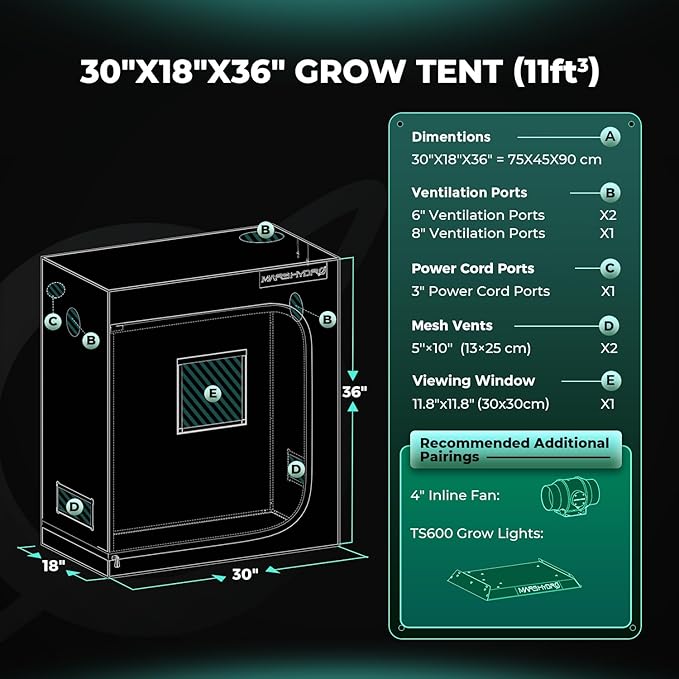 MARS HYDRO 2.5x1.5 Advanced Grow Tent, - Image 9