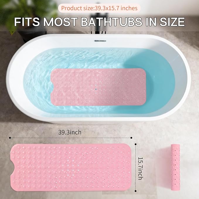 Anti-Slip Bathtub Shower mat, 39.3×15.7 inch（Approximately 100 × 40cm） Soft - Image 4