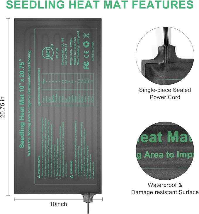 Seedling Heat Mat 4 Pack, MET Certified Heating Mat - Image 3
