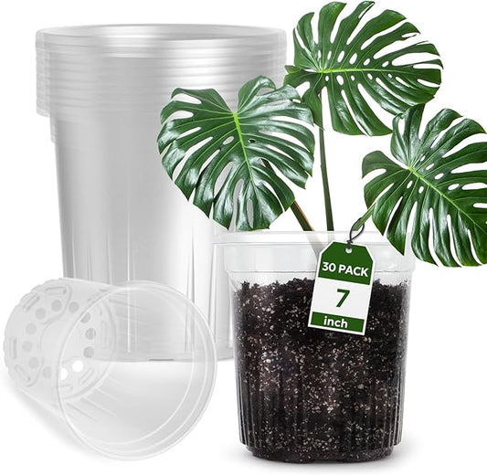30 Packs 1 Gallon Reinforced Clear Nursery Pots by Bluepro