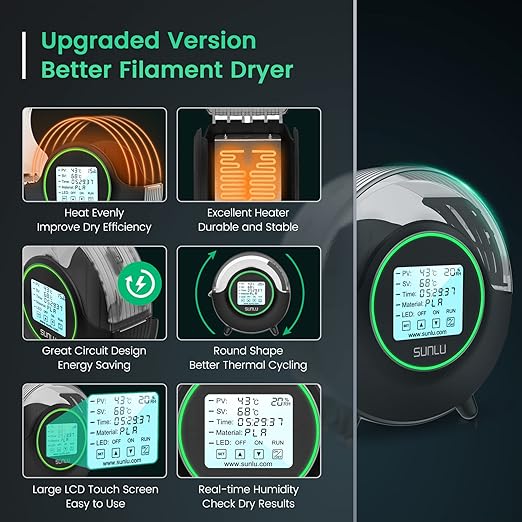 SUNLU Official Filament Dryer S2, 70℃ Max Temperature, Built-in Circulation Fan - Image 4