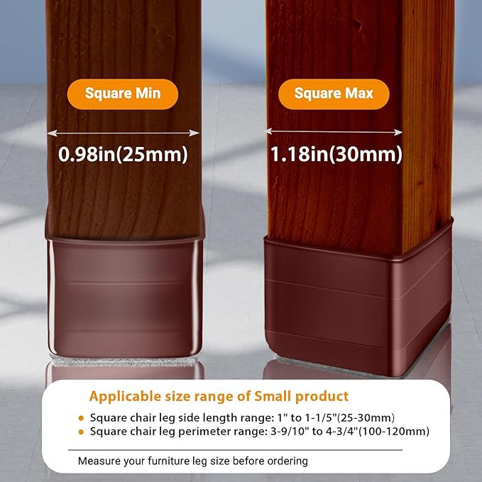 36Pcs Brown Square Chair Leg Floor Protectors, High Elastic Felt Furniture Pads - Image 4