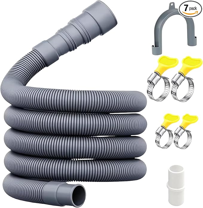 16-FT Universal Washing Machine Drain Hose Kit – Extra-Long Flexible Corrugated by Unknown