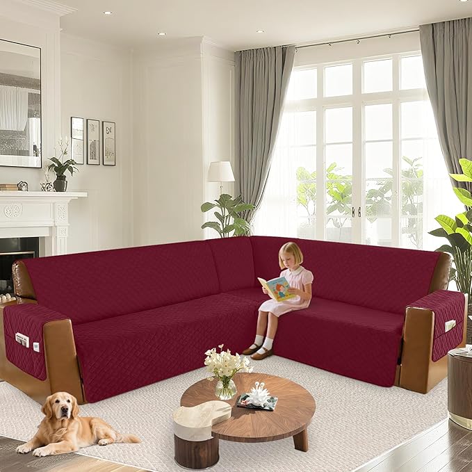 Arfntevss Waterproof Sectional Couch Covers L Shape Washable Velvet Sofa Cover - Image 6