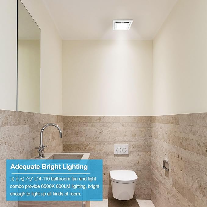 Bathroom Exhaust Fan with Light 110 CFM Quiet 6500K 800LM Household Ventilation - Image 5