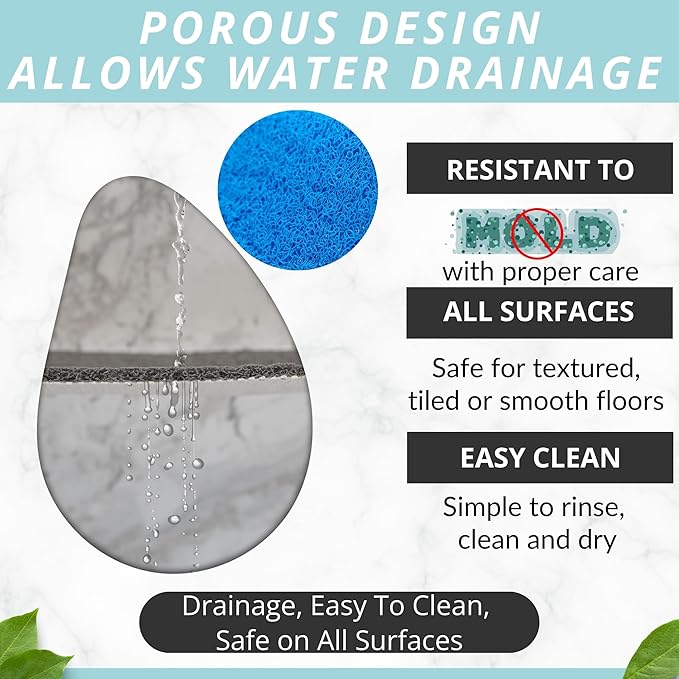 Enkosi Loofah Shower Mat with Drain Hole – Cushioned Anti-Slip Square Bath Mat - Image 4