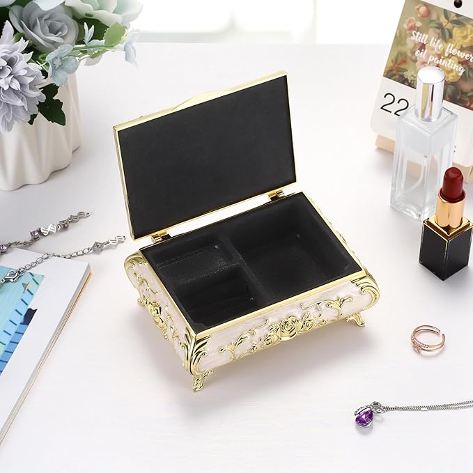 Hipiwe Metal Jewelry Organizer Box Antique Decorative Treasure Chest Keepsake - Image 6