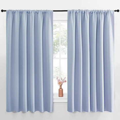 NICETOWN Blackout Curtains for Bedroom, Vintage Blue, 1 Pair, 62 by 63-inch by NICETOWN