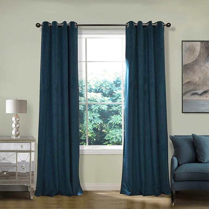 ChadMade Extra Wide Blackout Lined Premium Velvet Curtain Midnight Blue by ChadMade