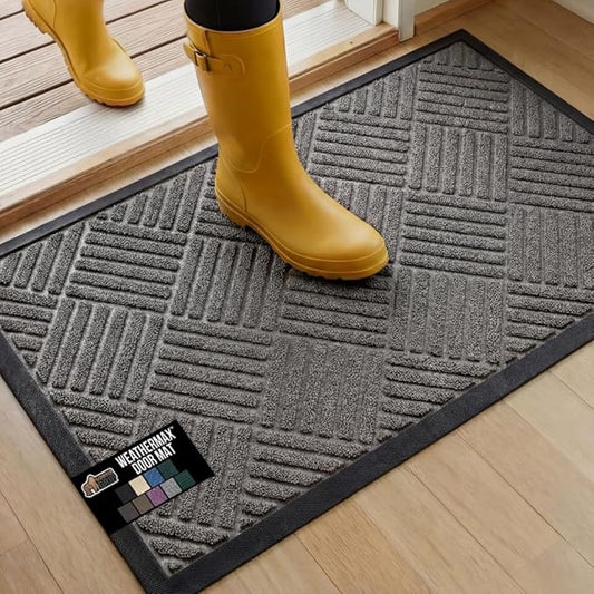 GORILLA GRIP 100% Waterproof All-Season WeatherMax Doormat 35x23, US Designed by GorillaGrip