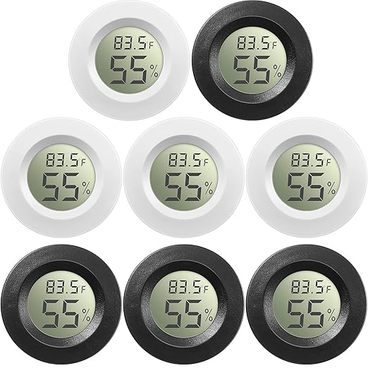 Weewooday 8 Pcs Mini Hygrometer Thermometer Round Digital Humidity Gauge by Weewooday