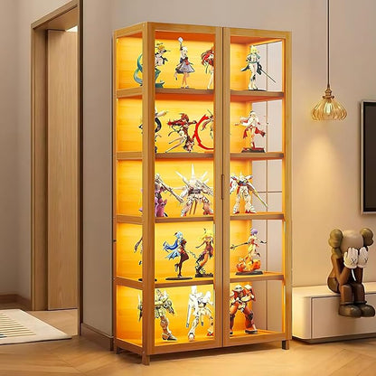 Display Cabinet with Acrylic Glass Doors, Tall Storage Cabinet with Adjustable by JOIHGA