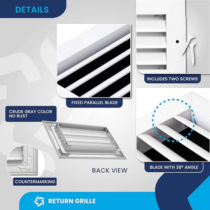 8x4 Inch Air Return Vent Cover Decorative – Premium Aluminum AC Vent Cover - Image 9