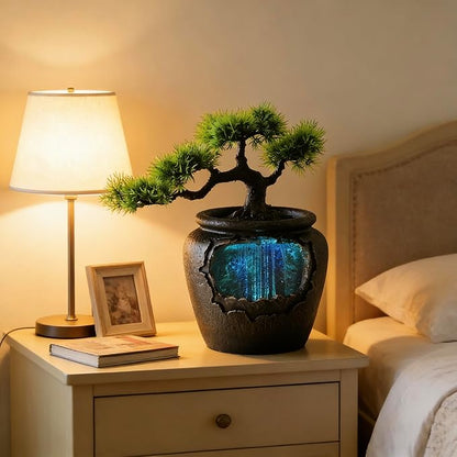12Inch Fake Bonsai Tree Small Waterfall Fountain Indoor Tabletop Decoration - Image 2