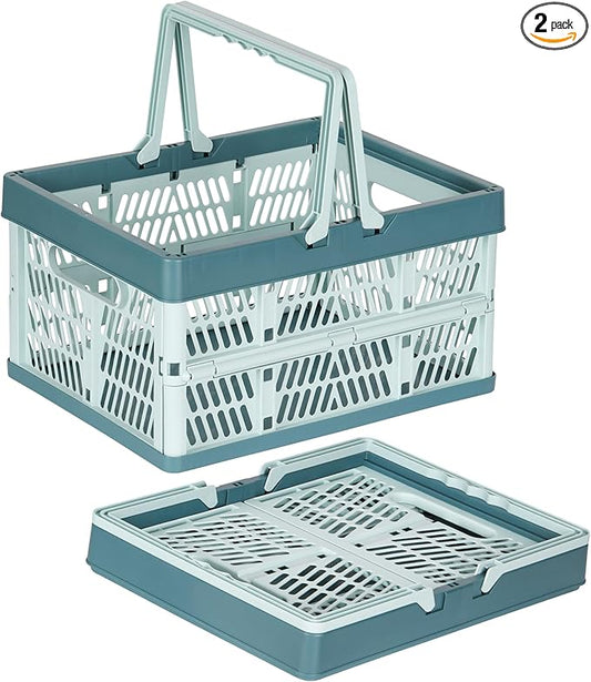 Heavy Duty Plastic Milk Crates for Storage, Collapsible Shopping Basket by PAG-Mass