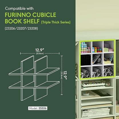 Furinno Cubicle Cube Insert, 9-Compartment Cube Organizer, Geometric Shelf - Image 3