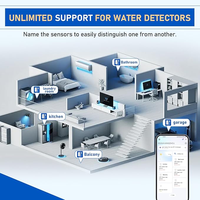 BSEED WiFi Water Leak Detector 5 Pack, Smart Water Sensor - Image 7