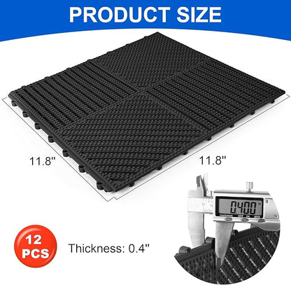 MYFAMIREA Modular Interlocking Cushion 12 Pack 11.8" x 11.8" Rubber Floor Tiles - Image 2