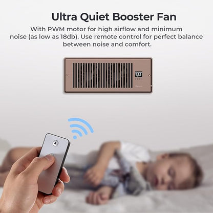Quiet Register Booster Fan Fits 4" x 12" Register Holes, 10-Speed Smart Heating - Image 5