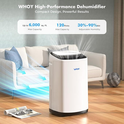 Dehumidifier for Basement 6, 000 Sq Ft, 120 Pints Max. Smart Compressor - Image 2