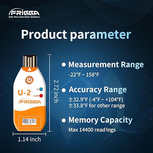 Frigga 5 Pack USB Temperature Data Logger Single Use Temperature Recorder 100 - Image 2