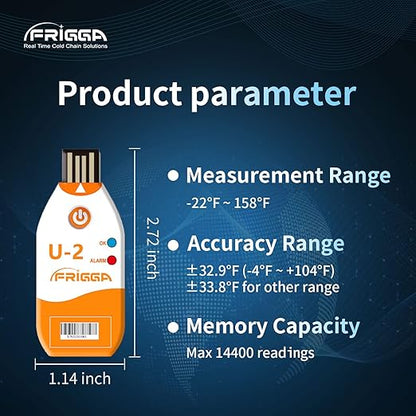 Frigga 5 Pack USB Temperature Data Logger Single Use Temperature Recorder 100 - Image 2