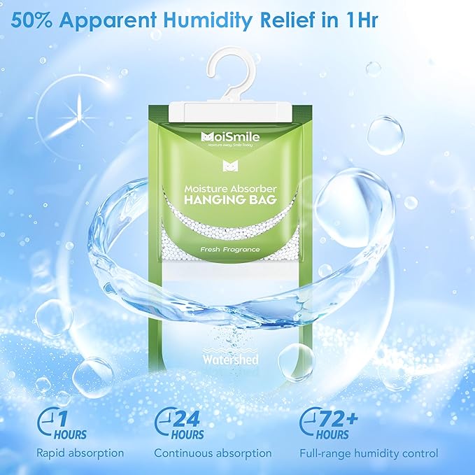 Moisture Absorbers 20 Pack Fresh Fragrance, Hanging Closet Dehumidifier Bags - Image 3