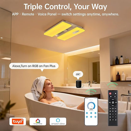 Bathroom Exhaust Fan with Heater, 230 CFM Quiet Ceiling Fan with 3 Dynamic RGB - Image 7