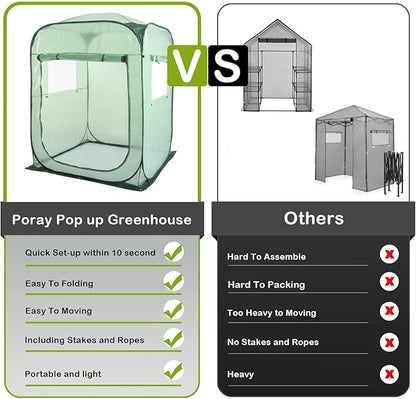 Porayhut Pop Up Greenhouse Tent, Portable X-Large Walk-in Flower House - Image 4