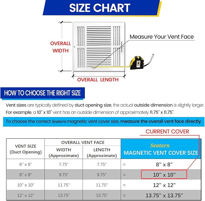 Square Magnetic Vent Covers, Extra Strong Magnets, Fits Steel Vents Only - Image 6