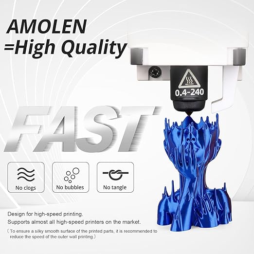 AMOLEN Silk 3D Printer Filament Bundle, PLA Filament 1.75mm Pack, Shiny 3D - Image 4