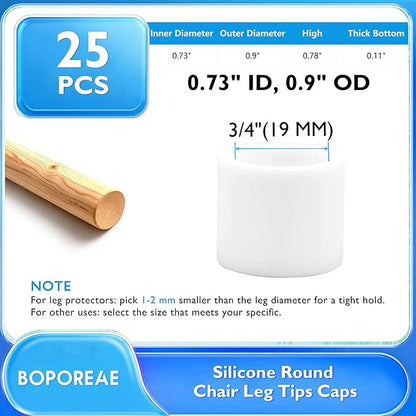 25 Pcs 3/4" Round Chair Leg Tips Caps, Silicone Rubber Furniture Leg Floor - Image 9