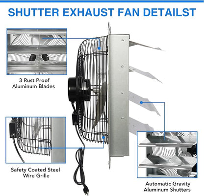 KEN BROWN 18 Inch Shutter Exhaust Fan, Gable Vent Fan, Wall Mount Ventilation - Image 7